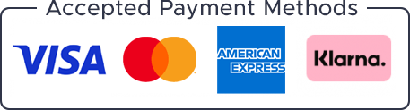 Accepted Payment Methods - Mastercard, Visa, American Express, Klarna